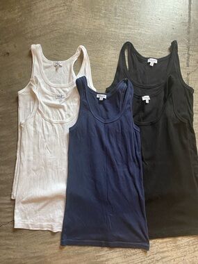 Splendid Classic Tank Top Lot of 5 Navy, Black & White XS S